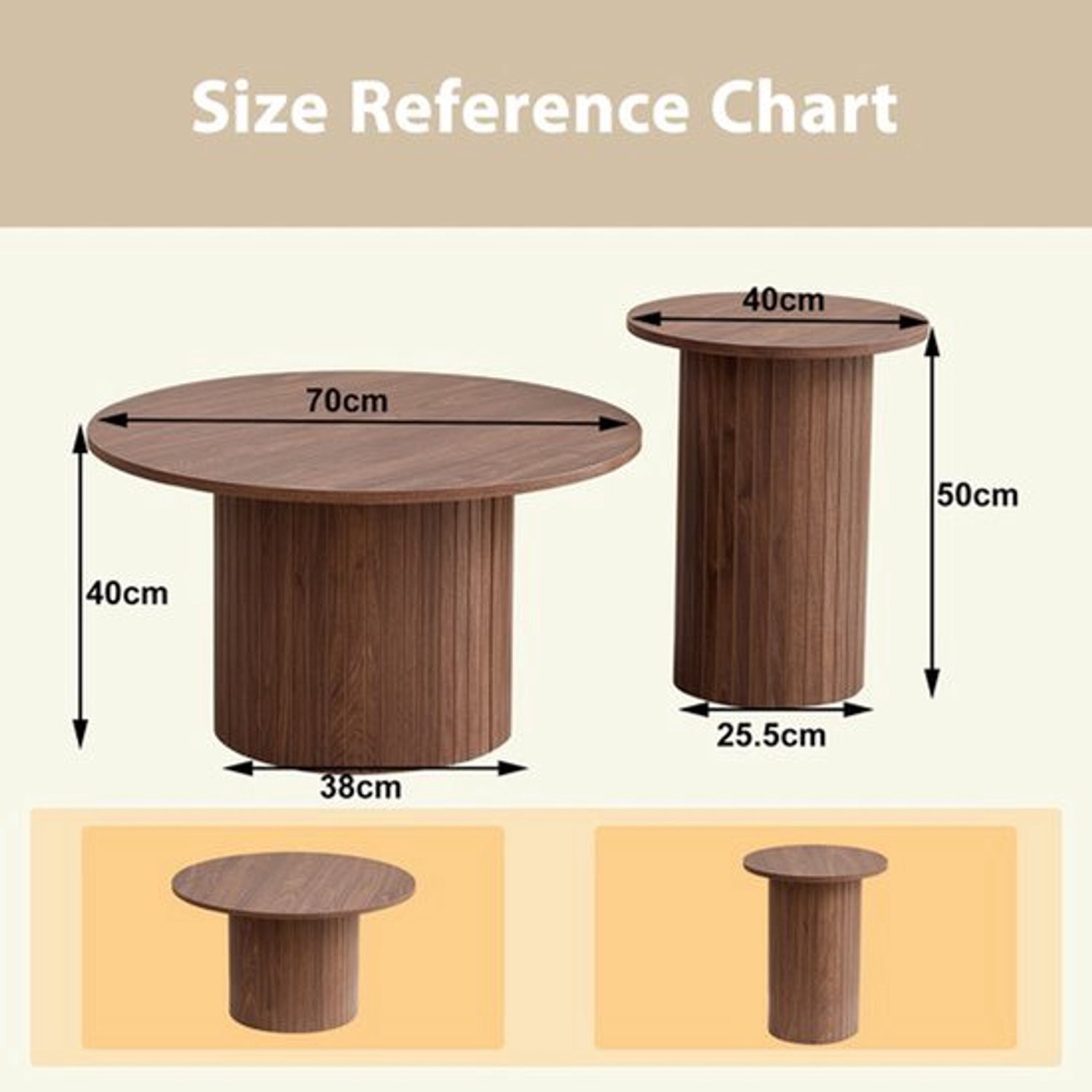 Ronde Salontafelset in Scandinavisch Design - Nestbare Houten Tafels - Licht Houtkleur