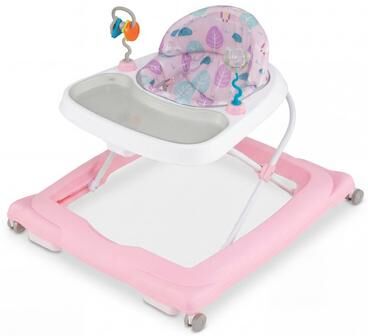 Costway Foldable Baby Walker with Removable Seat and Adjustable Height for 6-12 Months-Pink