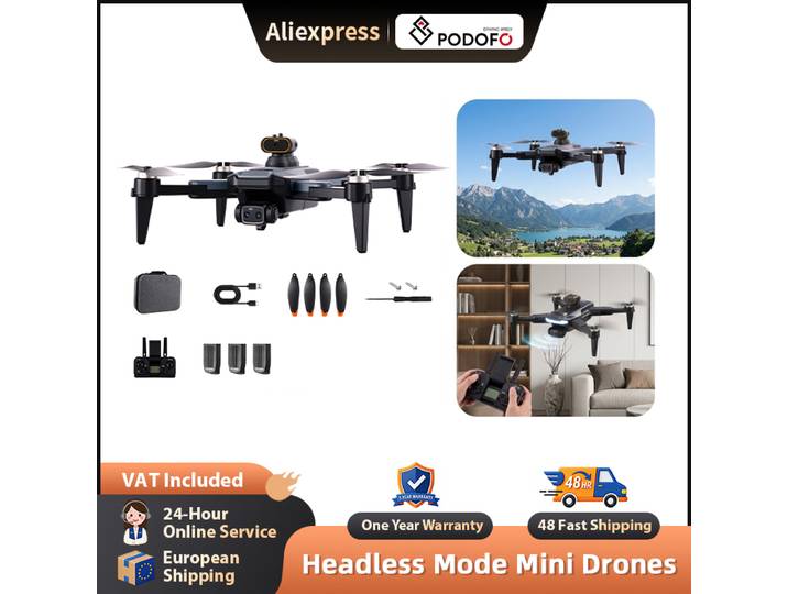 Drone Podofo 4K à double caméra, mini hélicoptère quadricoptère jouet, évitement d'obstacles, drone RC pliable, mode sans tête, mini drones jouets avec télécommande