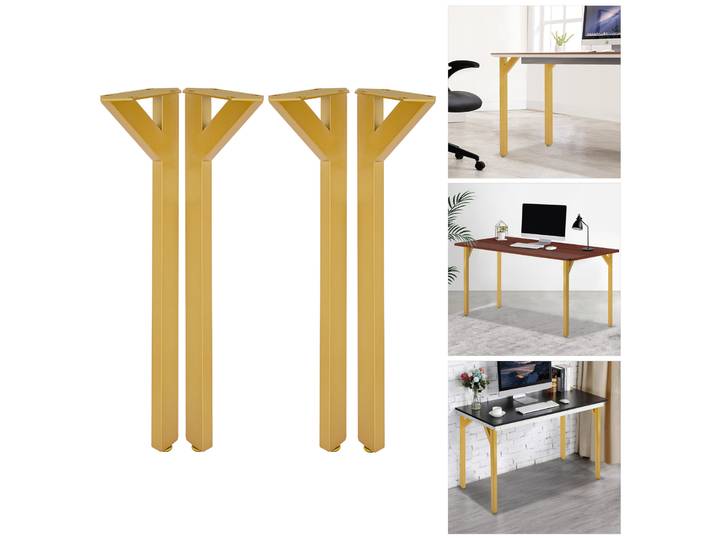 Jeu de 4 pieds de table en forme de Y noir/blanc/doré, coussinets de pieds réglables, pieds de table à visser