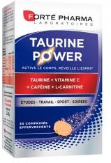 Forté Pharma Taurine Power - 20 Comprimés Effervescents - Boîte 2 tubes de 15 comprimés effervescents