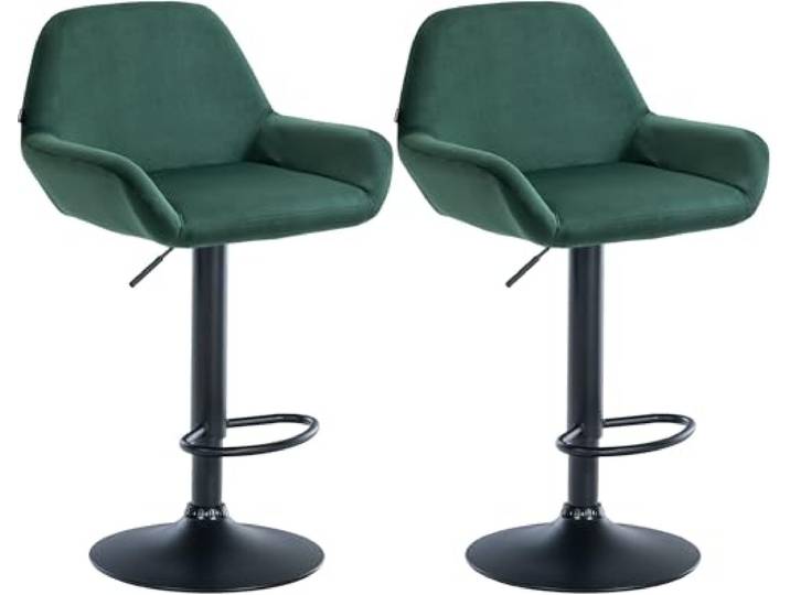 CLP 2er Set Barhocker Braga Samt drehbar und höhenverstellbar Farbe dunkelgrün Material Gestell Metall matt schwarz