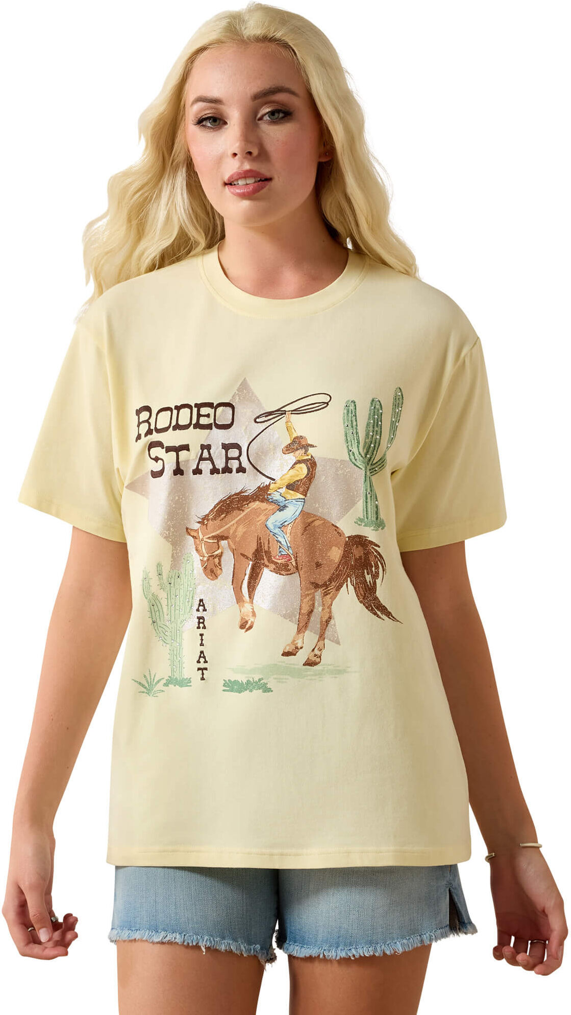 Women's Rodeo Star Boyfriend T-Shirt in Pear Sorbet, Size: XS by Ariat
