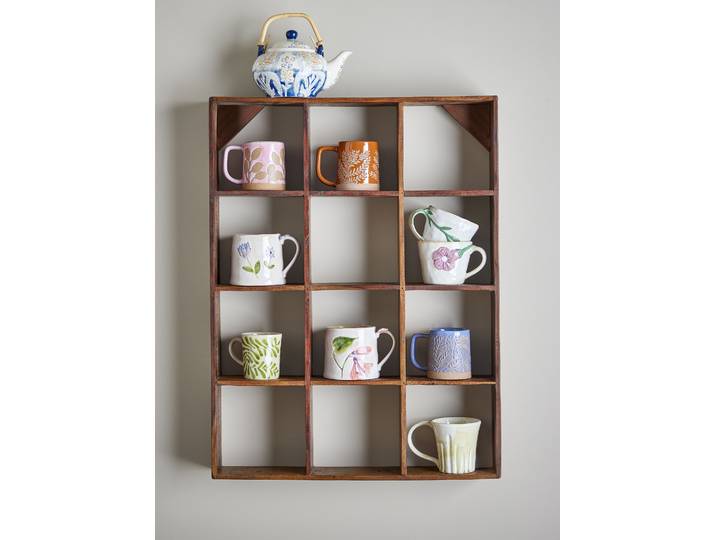 Massives Tassenregal Tilo Massivholz Eiche, gewachst Braun 70cm