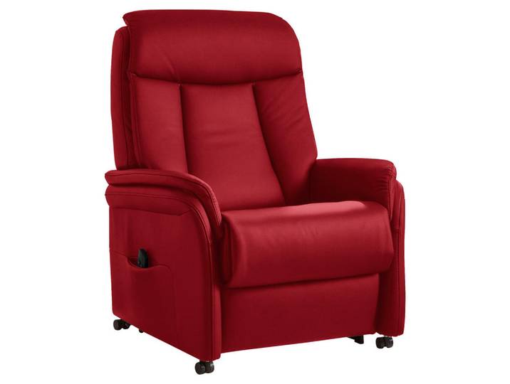 Valdera Fernsehsessel, Rot, Kunststoff, Echtleder, Rindleder, 80x107x84 cm, Goldenes M, Lederauswahl, Stoffauswahl, Wohnzimmer, Sessel, Fernsehsessel