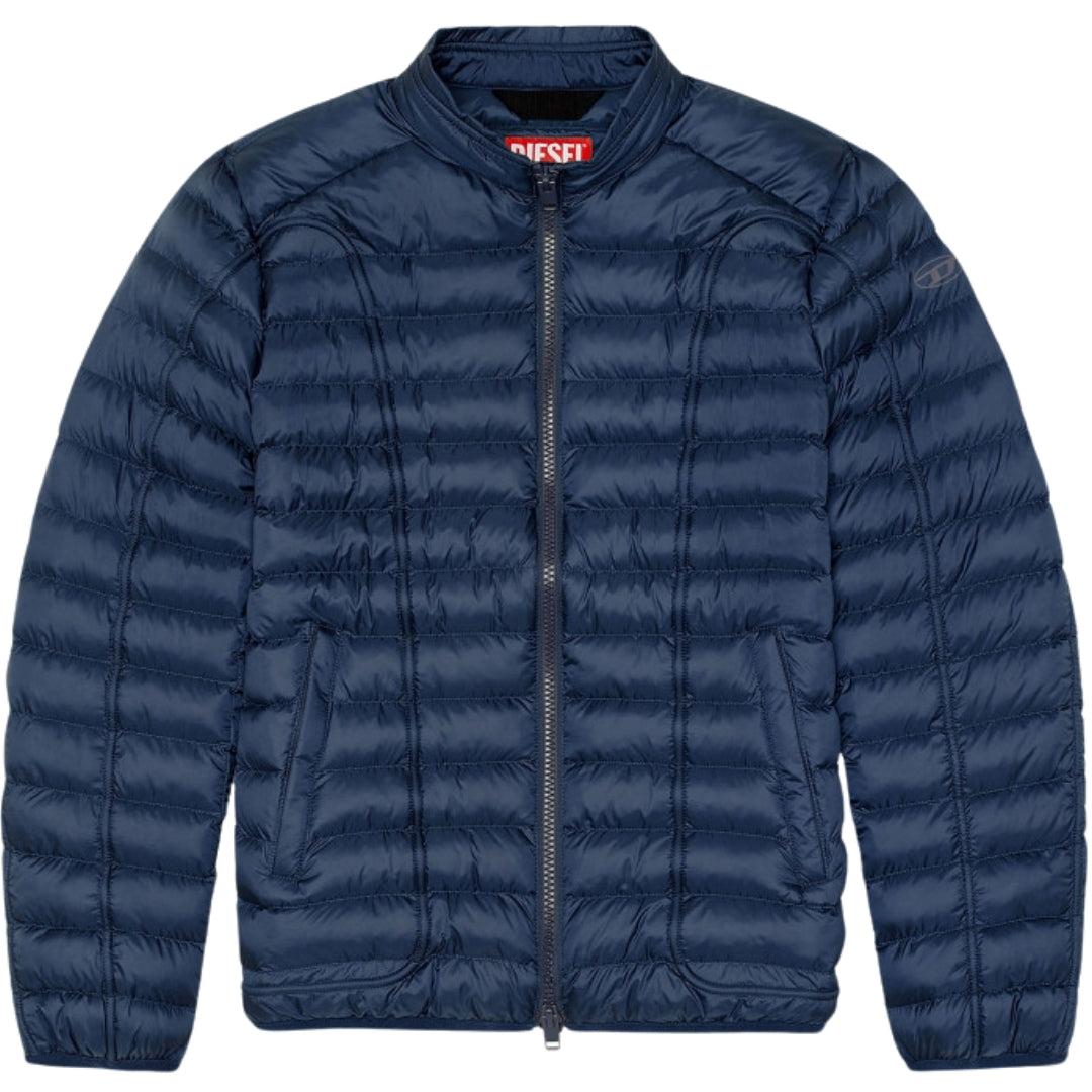 Einfarbige wattierte Jacke in Marineblau von Diesel