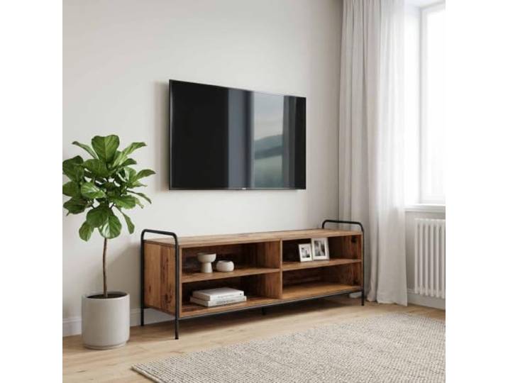 Kaorsrow TV-Schrank 140x39,5x50 cm Lowboard Altholz Holzwerkstoff Stabiles Lowboard mit viel Stauraum für Mediengeräte im Wohnzimmer und Schlafzimmer, belastbar dank verzinktem Stahlrahmen.