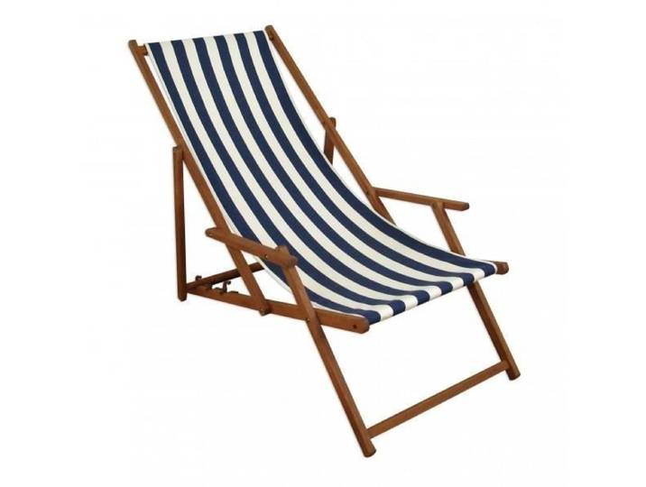 Chaise longue rayé bleu et blanc chilienne bain de soleil pliant mobilier de jardin 10-317
