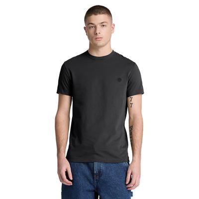 T-Shirt TIMBERLAND "DUNSTAN RIVER - SS Tee (Slim)", Herren, Gr. S, schwarz, Jersey, Obermaterial: 100% Baumwolle, normal, Rundhals, Shirts T-Shirt, mit Rundhalsausschnitt, Kurzarm-Design, aus Baumwolle