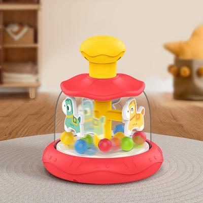 Uplifted Trends Baby Press Rotating Spinning Animal Toy Interactive Educational Gift For Toddlers red