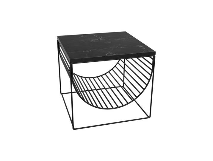 Marmor Design Beistelltisch & Zeitschriftenhalter „Sino“ 50 x 50 cm Schwarz AYTM