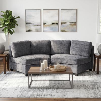 Loedds 49.25-Inch 2-Seat Chenille Curved Modular Sectional Sofa with Wood Frame
