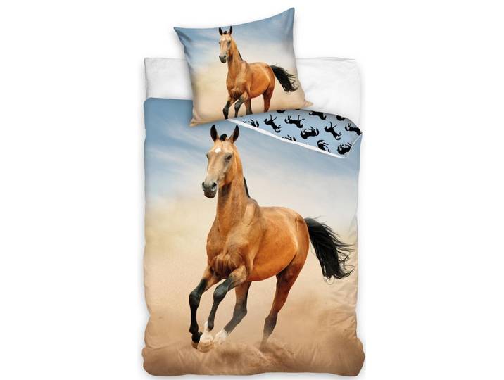 Paarden Dekbedovertrek Galop 140 x 200 cm - 60 x 63 cm - Katoen