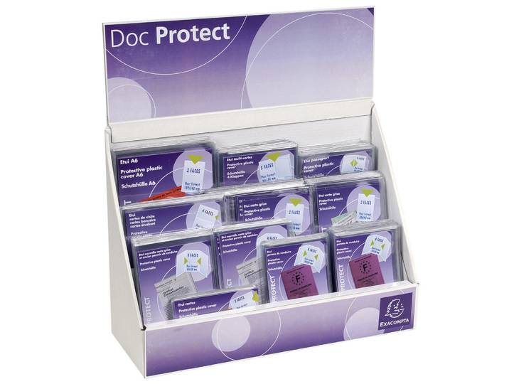 EXACOMPTA Présentoir complet avec différents formats d'étuis de protection - Cristal