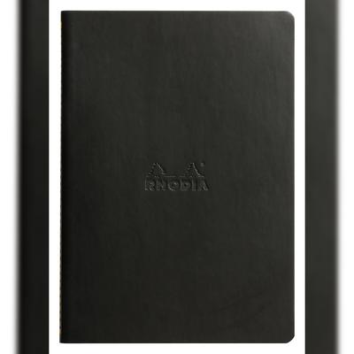 Rhodiarama Notizheft A5, 32 Blatt liniert, Fadenbindung, Papier 90g elfenbein - Schwarz 116402C