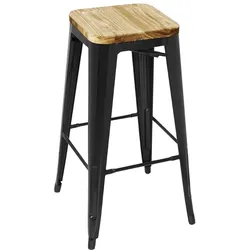 Bolero Bistro Hochhocker mit Holzsitzpolster Schwarz (4er Pack) (4 Stück)