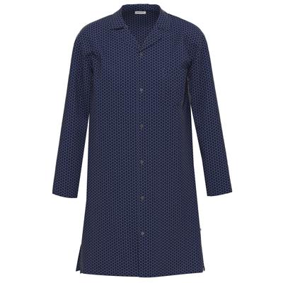 Nachthemd SEIDENSTICKER "Herren Nachthemd Lang bodywear", Herren, Gr. 50, blau (navy), Basic, figurumspielend, V-Ausschnitt, Gerade, Kleider Nachthemd