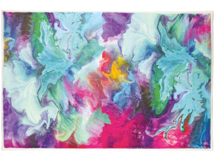 Badematte KLEINE WOLKE Fusion, Badvorleger, Badezimmer Teppich , bunt (multicolor), H:5mm, Polyester, Badematten, Badematte, Badteppich, bedruckt, modernes Design, kräftige Farben