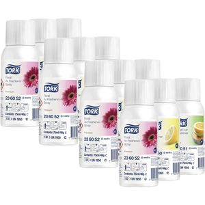 Tork Raumduft Premium Mixed Pack, A1, 236056, Nachfüller, Zitrus, Frucht, Blüten, 75ml, 12 Stück