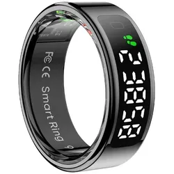 Colmi R12 Smart Ring mit Display, überwacht Herzfrequenz, Schlaf & Blutsauerstoff, Schrittzähler - Farbe: schwarz - Größe: 12