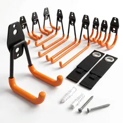 Relaxdays 12-teiliges Wandhaken Set Kabelorganizer Orange,Schwarz