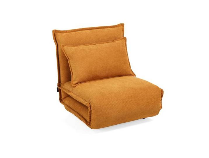 Fauteuil convertible chauffeuse en velours côtelé jaune – GRACIE Meubletmoi