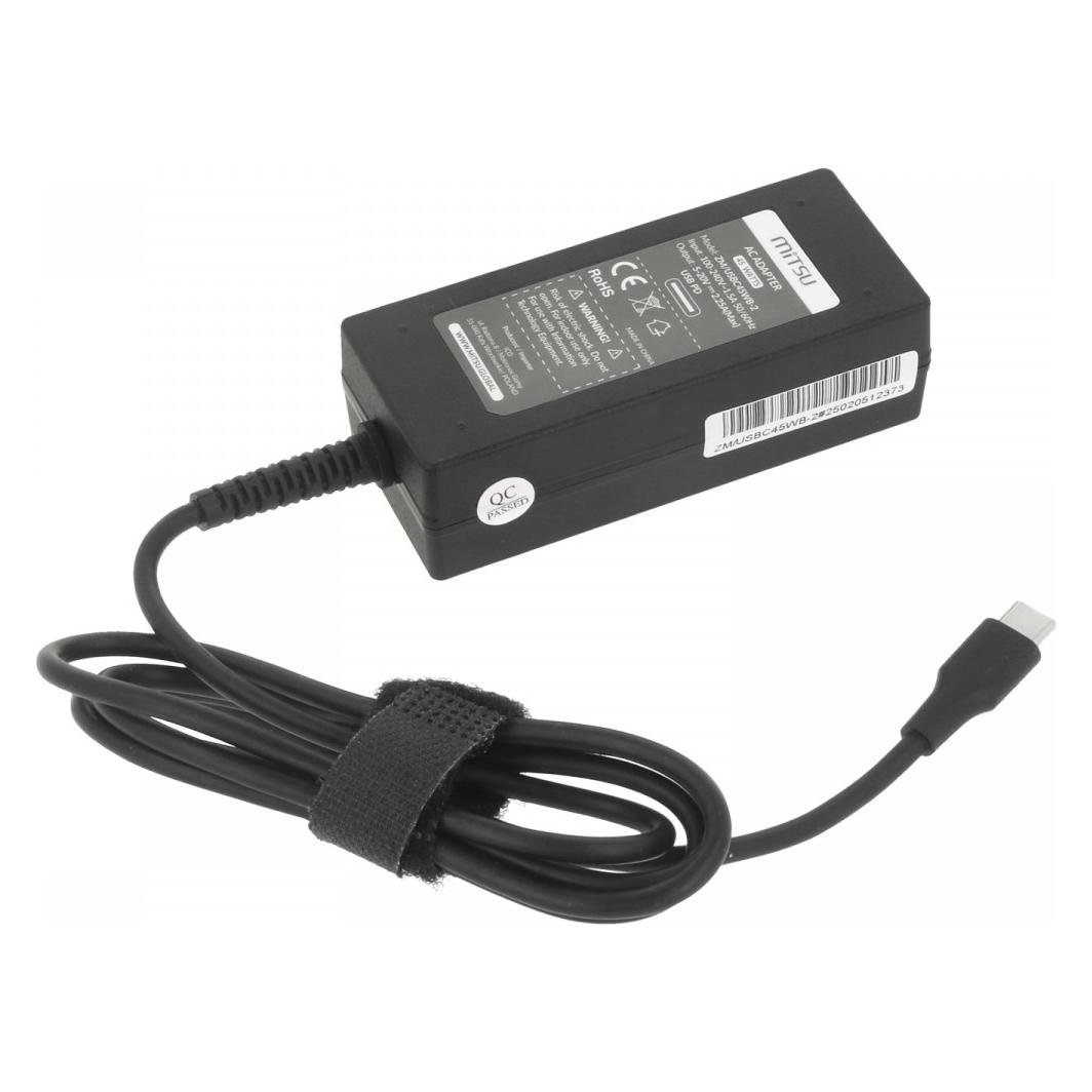 Mitsu Zasilacz sieciowy 45W USB-C, USBC, 5-20V, 2-3A (black) do notebooka (45 W) (ZM/USBC45WB-2)