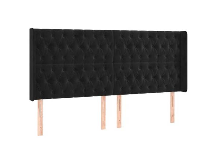 Makastle Kopfteil mit Ohren Schwarz Samt 203x16x118 cm Höhenverstellbar