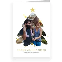 Weihnachtskarte: Tannenbaum Silhouette mit Foto in Weiß