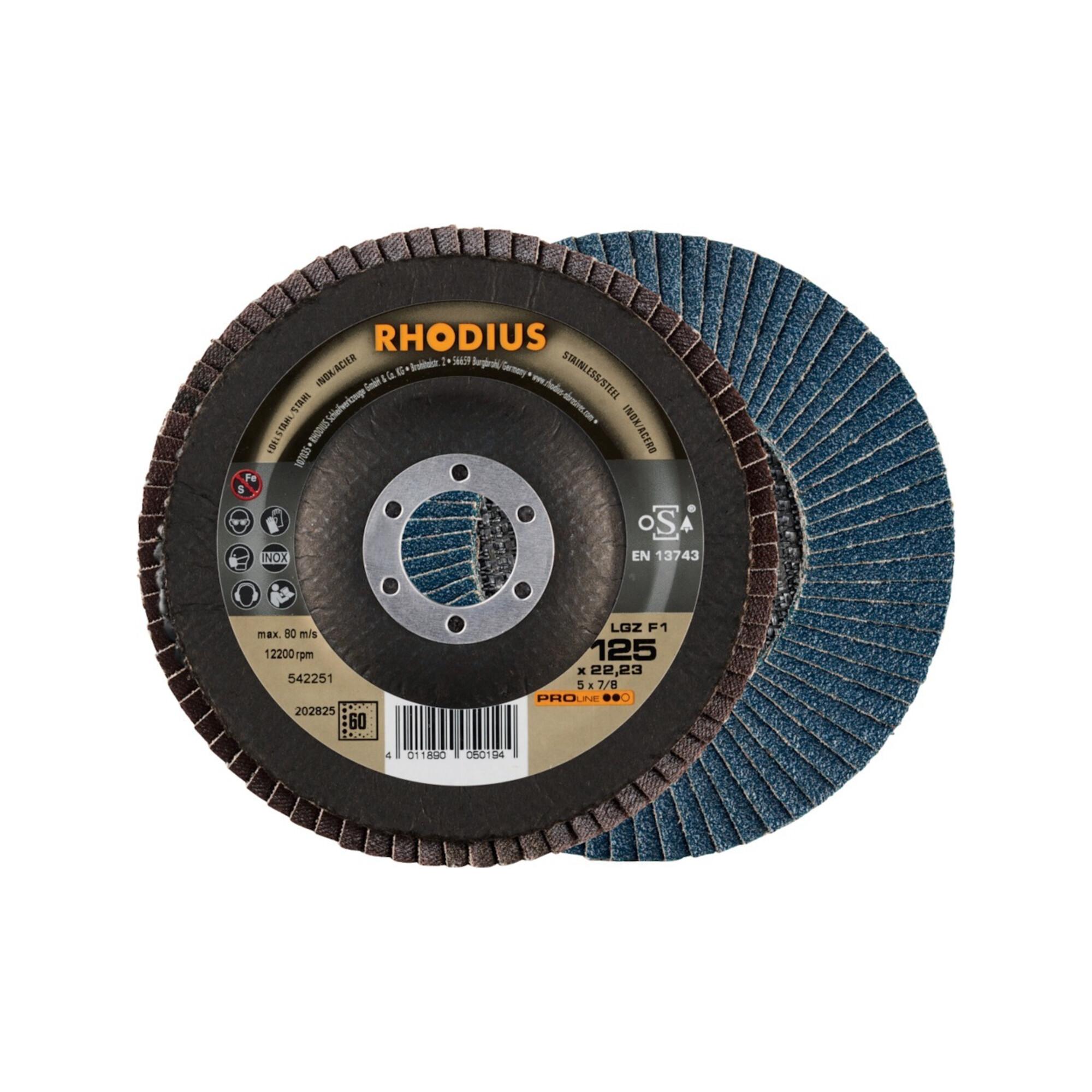 RHODIUS Lamellenschleifscheibe LGZ F1 125mm K 60 (202825)