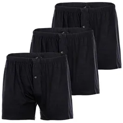 YOURBASICS Herren Jersey-Boxershorts, 3er Pack - Cotton, Eingriff mit Knopf, Muster, Multipack Schwarz / XL