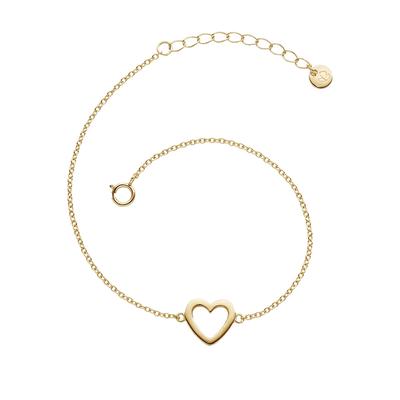 Gliederarmband GLANZSTÜCKE MÜNCHEN "G843", gelb (gelbgold), Armbänder, Damen, Silber 925 (Sterlingsilber), Gliederarmband, mit Herz