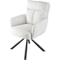 riess-ambiente Stuhl BIG GEORGE - drehbar Retro weiß Bouclé mit Armlehnen Bonellfederkern Esszimmer