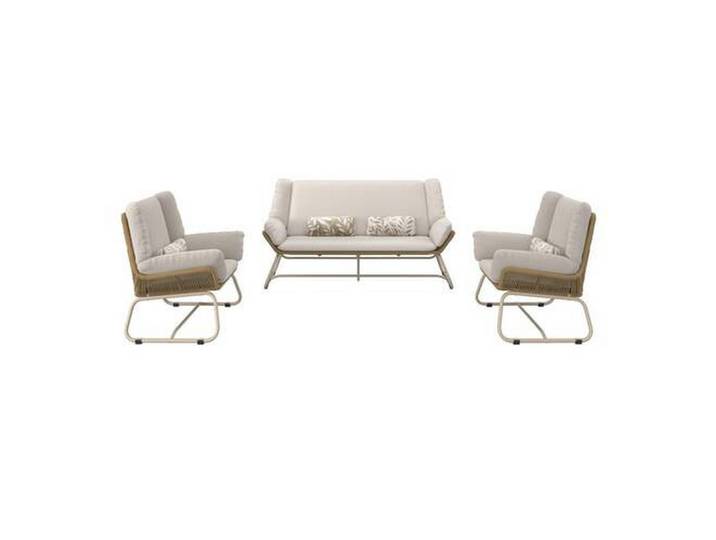 Dieter Knoll Gartenmöbel-Set, Naturfarben, Beige, Metall, Kunststoff, Textil, 3-teilig, Füllung: Polyester,Polyester, Gartenmöbel, Gartengarnituren, Gartenmöbel-Set