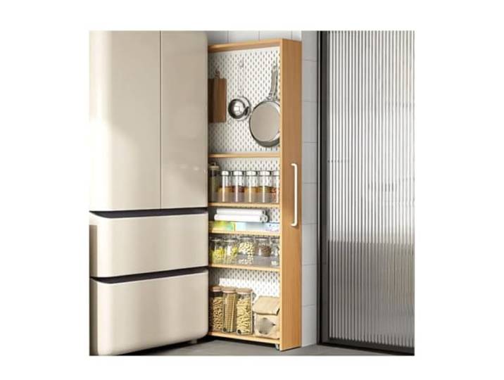 MJJRWF Schmaler Herausziehbarer Vorratsschrank Mit Regalen Sehr Schmaler Ausziehbarer Schrank, Verstellbare Regale, Küche, Wäscherei(Style 3,15x55x185cm)