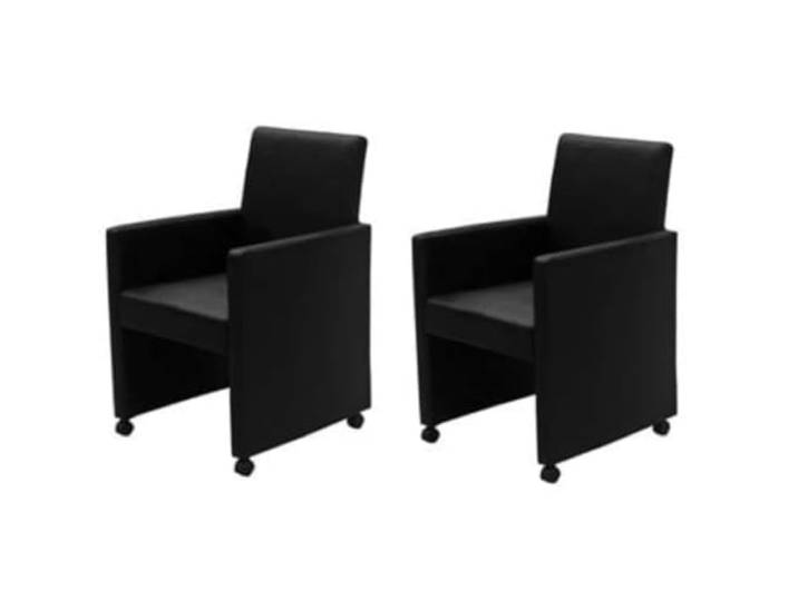 Coespram Esszimmerstühle 2er Set Schwarz mit Rollen Kunstleder Erleben Sie hohen Komfort im Esszimmer mit weich gepolsterten Stühlen auf Rollen für maximale Flexibilität.