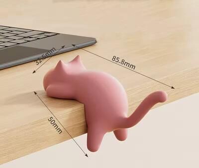 Combo Retail Shop Cute Cat Shaped Creative Desktop Hooks, Key Holder Organizer For Office Desk, Bag Storage Hooks, Table Edge Key Chain pink