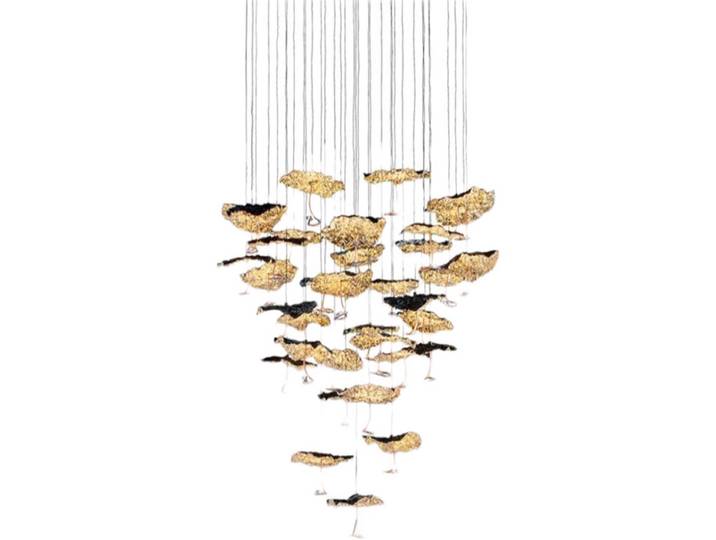 Lustres élégants en feuille d'or LED, style classique, éclairage principal suspendu pour salon
