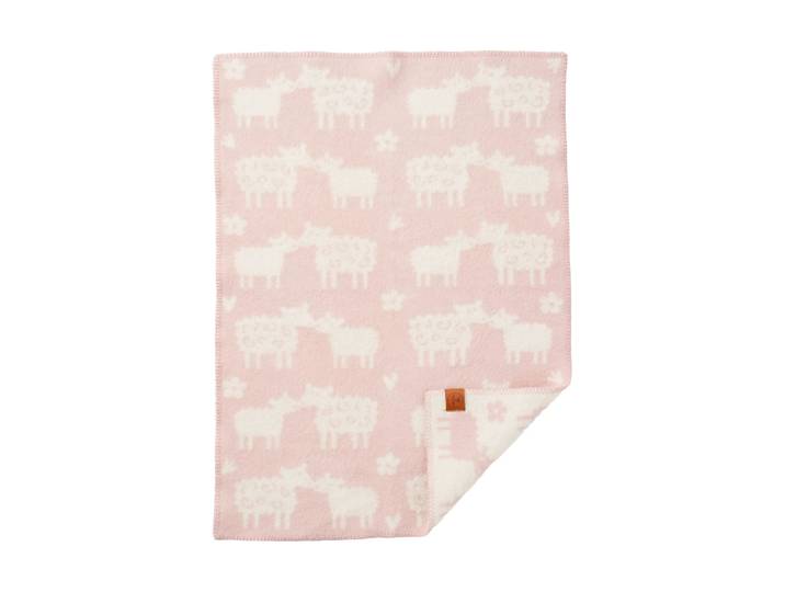 Klippan Yllefabrik Couverture pour enfant Bää laine Soft pink, 65x90 cm