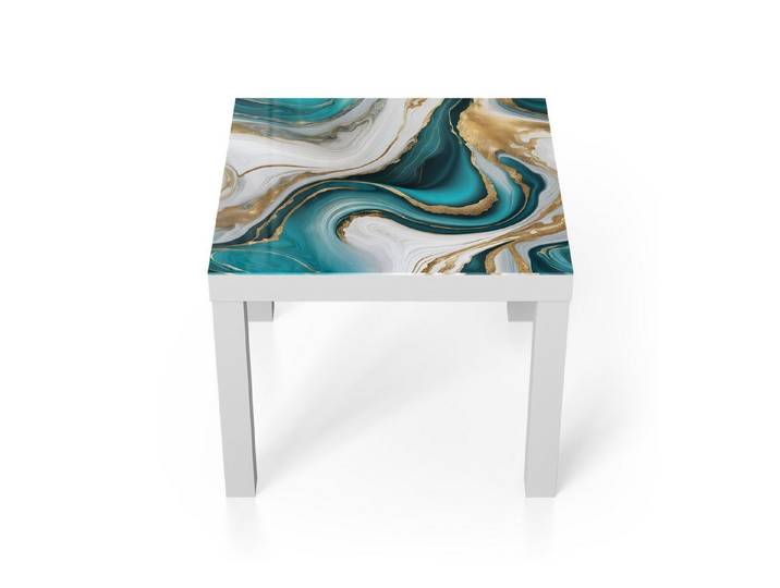 DEQORI Couchtisch 'Fließende Goldadern', Glas Beistelltisch Glastisch modern