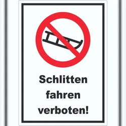 HB-Druck Schlitten fahren verboten Aufkleber A7 (74x105mm)