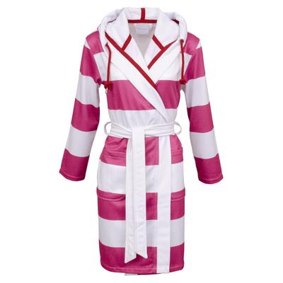 Damenbademantel CARL ROSS "wash&wear" Gr. 40, pink (pink, weiß), L:100cm, Frottier, Hausmäntel, Kapuze