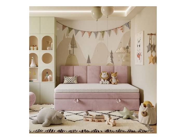 Lookway Boxspringbett Kontinental ELZA MINI mit Bettkasten und Topper, h:103, b:200, komfortabel gepolstertes, hohes Kopfteil