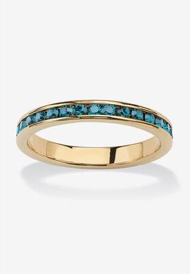 Yellow Gold Plated Simulated Birthstone Eternity Ring by PalmBeach Jewelry in December (Size 10)