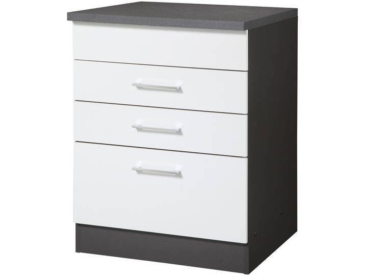 Kochfeldumbauschrank KOCHSTATION KS-Paris , weiss (weiß, graphit), B:60cm H:85cm T:60cm, Holzwerkstoff, Schränke, Kochfeldumbauschrank, Breite 60 cm