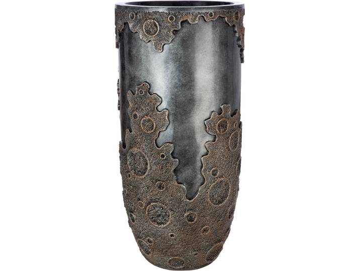 Übertopf GILDE Übertopf XXL rund Nebula anthrazitfarben , grau (goldfarben, schwarz), B:30cm H:70cm T:30cm Ø:30cm, Fiberglas, Pflanzgefäße, Übertopf, Übertopf, XXL, Nebula, Pflanzgefäß, Indoor, Dekoration, Wohnzimmer