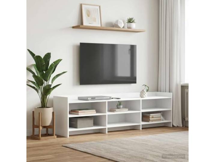 GKMBCVDFR TV-Schrank 168 x 33 x 47 cm Weiß Holzwerkstoff mit Stauraum Rechteckiges Design, pflegeleichte Oberfläche, einfache Montage zu zweit, vielseitig einsetzbar