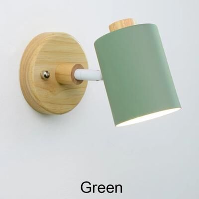 Uplift Treasures Nordic Wooden GU10 Wall Lamp With Pull Switch green warm White (2700 3500k) zip Switch