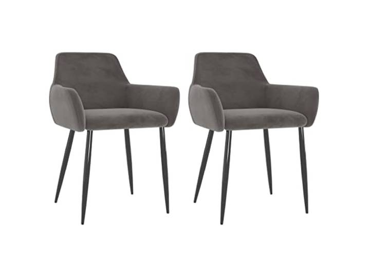 KTHLBRH 2er Set Esszimmerstühle Dunkelgrau Samt mit Metallbeinen Weicher Samtbezug, stabile Metallbeine, komfortable Rückenlehne, modernes Design