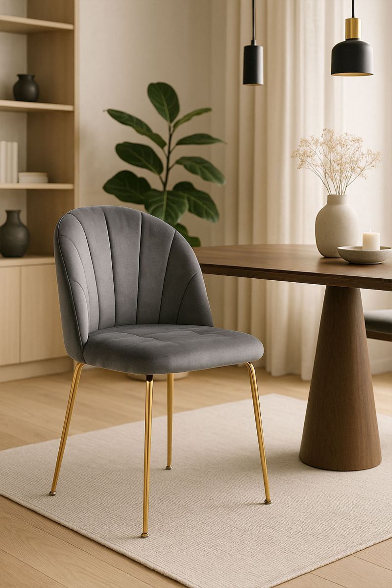 RegalosMiguel Silla Laget Gold Terciopelo - Gris